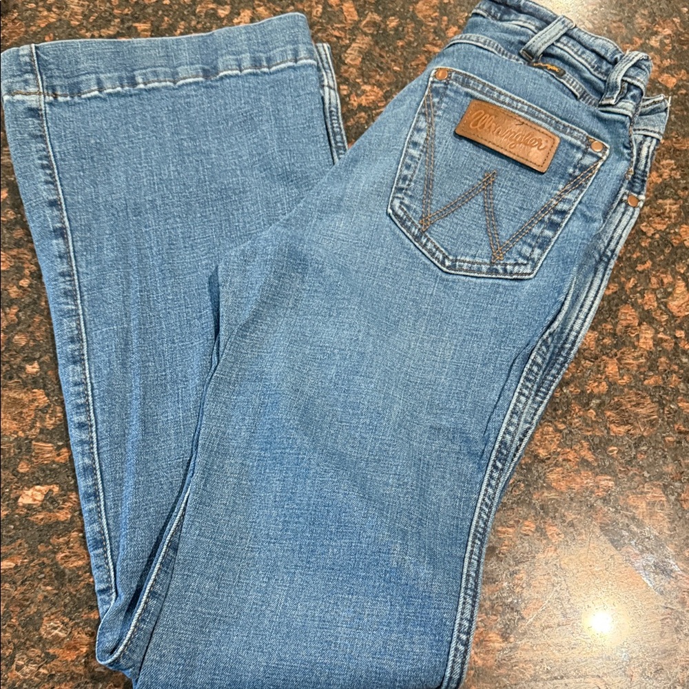 Wrangler Women's Mae Trouser Flare Blue Jeans 27x34